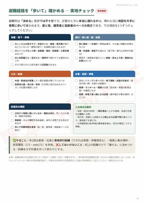 詳細版 15ページ目:避難経路を歩いて確認