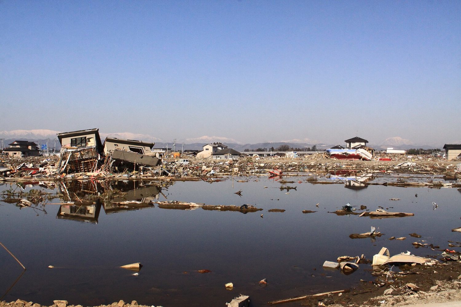 Flooded land in Natori after the 2011 tsunami